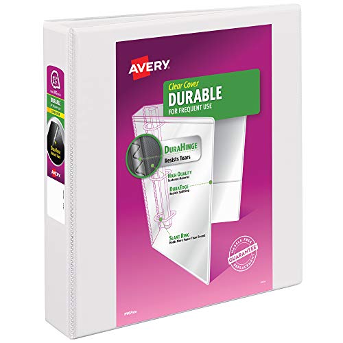 Avery Fichário durável com anéis inclinados de 3,8 cm, sortido, azul, laranja, rosa, branco, pacote