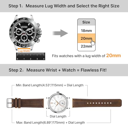 Image of Fullmosa 2 Pack 20mm Leather Watch Bands Quick Release Watch Strap for Men Women, Soft Replacement Strap Wristband with Stainless Steel Buckle,20mm Saddle Brown&Silver /Black&Silver | 2 Pack Straps for Vivoactive 6 /5, Venu Sq /Sq 2, Samsung Galaxy 7 /6 /5, Gear S2 Classic, Saddle Brown+Silver /Black+Silver