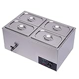 SHZICMY 4-Pan Commercial Food Warmer, 4 * 4.2QT Capacity Electric Steam Table, 600W Commercial Grade Stainless Steel Buffet Bain Marie Food...