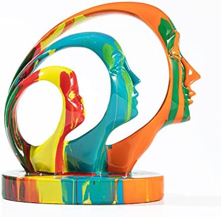 XiTa8 Coffee Table Decor Statues and Sculptures, Modern Abstract Art Statue Decorations for Living Room, Colorful Unique Home Decorations(Face)