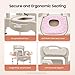 32.6 in H Bedside Commodes Chair, Portable Toilet Chair W/Pu-Coated Double-Bucket + Brush + Trash Bags + Motion-Sensor Light, Height Adjustable Commode Toilet for The Elderly, Disabled. (Grey White)