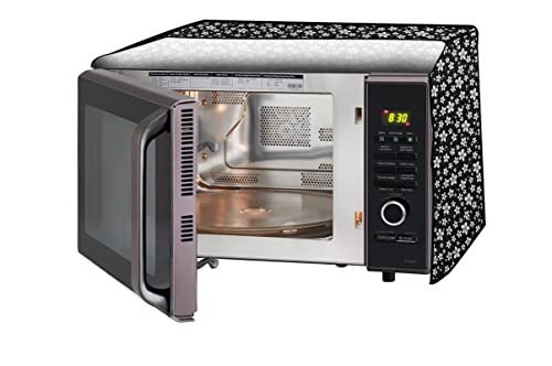 Image of Stylista Microwave Oven Cover for LG 32 L Convection MJ3286BRUS Floral Pattern Black
