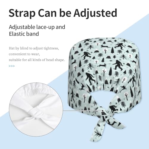 Image of Working Cap Scrub Cap with Sweatband Adjustable Unisex Women Tie Back Hat Nurse Surgical Caps