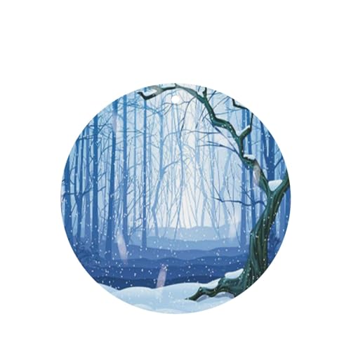 吊り下げ式車用芳香剤カード 2枚パック - 長持ちする吊り下げ式アロマセラピーカード (ラベンダーの香り) 車、自宅の寝室、ワードローブ、靴箱などに最適。男女兼用 (青い漫画の高所の冷たい雪景色の深い冬の森)