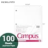 Kokuyo Filler Papers, 8-1/4"x11”, Wide Ruled 3 Hole Punched Loose Leaf Paper, 100 Sheets Bleed Resistance Notebook Paper, Japanese Smooth Lined Paper for 3 Ring Binders School Supplies #1