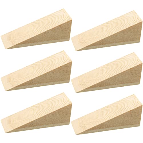 6 Pcs Wooden Door Stopper Wedge Non Slip Firefighter Wood Door Stopper Wedge for Most Surfaces Solid Block