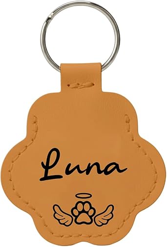 Gossby Personalized Dog Paw-Shaped Leather Keychain - Custom Dog Hair Keychain Keepsake Gift For Dog Lover - Memorial Gift