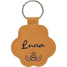 Gossby Personalized Dog Paw-Shaped Leather Keychain - Custom Dog Hair Keychain Keepsake Gift For Dog Lover - Memorial Gift