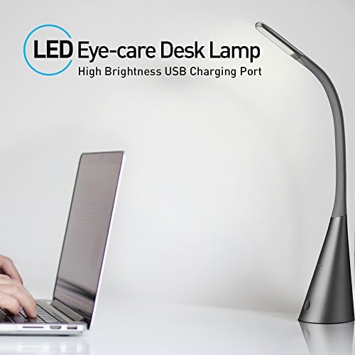 Gooseneck Dimmable LED Desk Lamp with USB Charging Port, 3Level