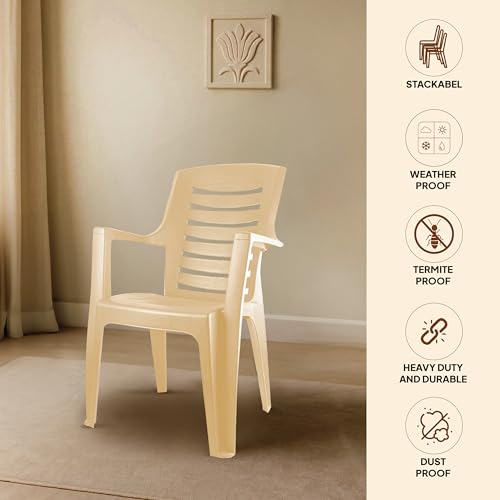 Image of Cello Ultra Chair Set of 4, Matte Beige | Unbreakable, Durable & Strong |Blended PP Material, Easy to Clean |Plastic Chair for Living Room, Home & Office | 3 Years Warranty - Manufacturing Defects