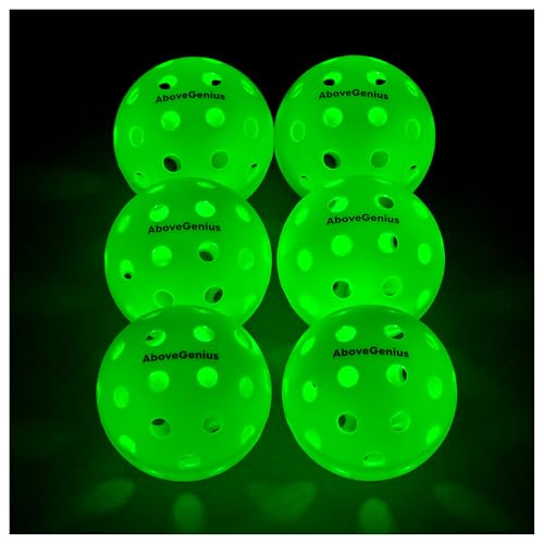AboveGenius Glow in The Dark Pickleball,6 Pack Outdoor...