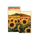 Sunflower Field Large Decorative Candle and Fireplace Wood Matches - Set of 2