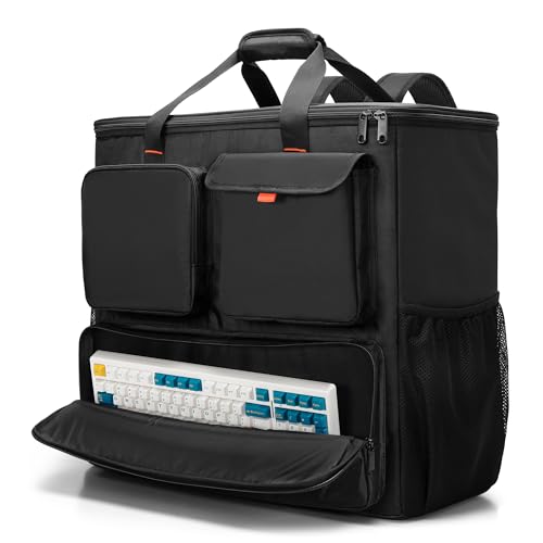 Trunab Mallette de Transport pour Tour PC Bureau avec Plusieurs Poches de Rangement, Sac à Dos pour Tour PC Gamer, Sac à Main du Voyage pour Clavier, Câble,...