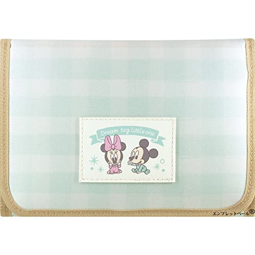 母子手帳ケース ベビーミッキー&ベビーミニー グリーンチェック ワンタッチテープで開閉しやすい 定番ジャバラタイプ スリム Disney 母子手帳サイズ13×18cm 保険証 診察券 キャッシュカード等をまとめるのに便利な マルチケース エンプレットベール
