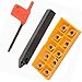 SDNCN1212H11 Turning Tool Holder with DCMT11T304 Insert Blade, Carbide Cutting Tool for Lathe, High Grip Replacement Kit Compatible with Metalworking, Includes Wrench and 10-Pack