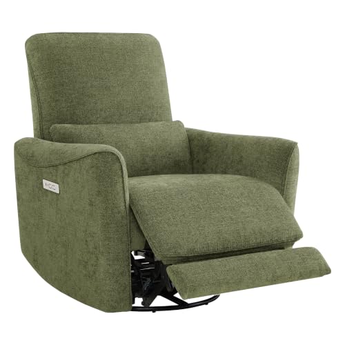 Image of CHITA Power Swivel Glider Recliner Chair, Tall-Wide, Green | FSC Certified Upholstery Rocking Chair, Lumbar Support, Reclining Chair for Living Room / Nursery