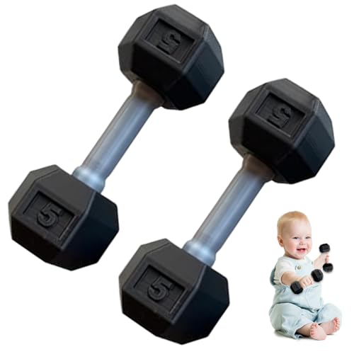 Dumbbells for Baby 2 Pcs Mini 1.8x4.7 In Silicone Hand Weight Lifting Set for Fitness Exercise Funny Sport Toys for Toddlers (Black)