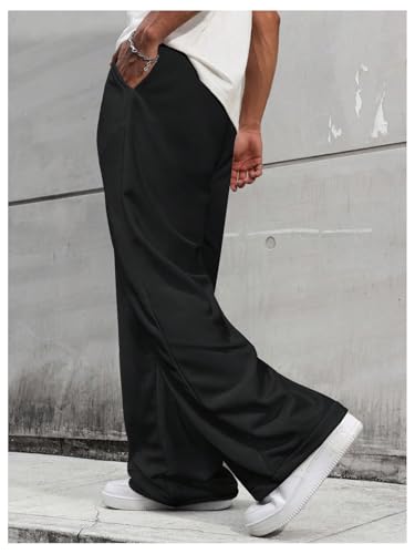 Verdusa Men's Loose Straight Leg Sweatpants Solid Waistband Pants with Pockets2