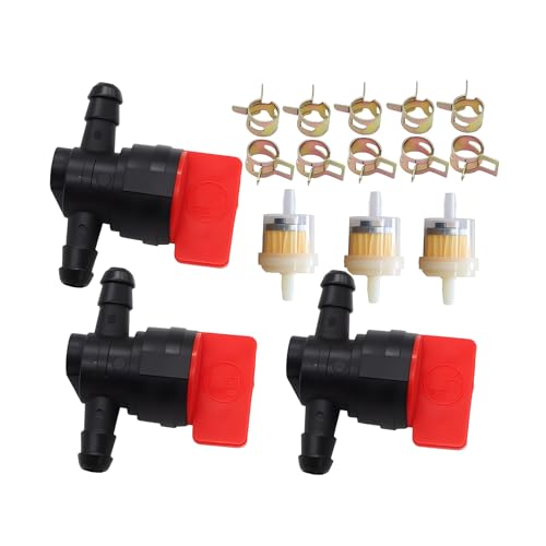 Nakkaa 1/4 in Line Fuel Gas Leach Shut Cut Off Valves Clamps Compatible with 494768 697947 698183 Am36141 Am107340 Compatible with Snapper 2-4507 7034212 54-3150 Motorcycle Lawn Mower Tractor