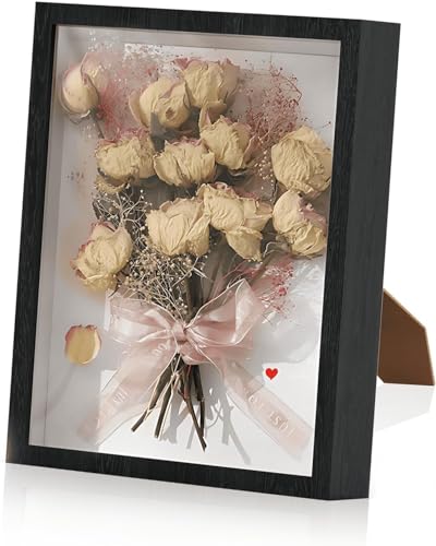 8"x10" Shadow Box Picture Frame Wall Hanging Display Case - Simple and Elegant for Photos, Awards, Memorabilia, Medals, Tickets, Baby Items, Wedding Memories (Black)