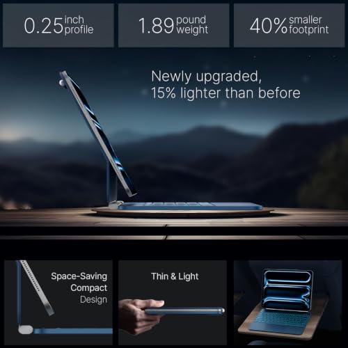 Image of typecase Edge Magic-Style Magnetic Keyboard Case for iPad Pro 13 M5 /M4 | Easy-Set Floating Cantilever Stand, Click-Anywhere Trackpad, 11-Color Backlight, Pencil Holder,, Pacific Blue