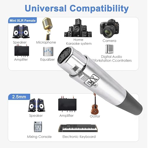 Image of MX 3 Pin XLR Microphone pin Pure Copper Nickel Plated Pins1 for High Conductivity microphone (7-Pin Female XLR connector, Pack of 1, Female Connector)