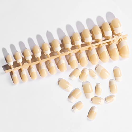 Finger Queen French Fake Nails,100Pcs Natural Press On False Nails Kit Artificial Beige Medium Length Full Cover Nails Diy Acrylic Nail Art Tip Salon Gifts For Women Girls,10 Sizes #TOP7