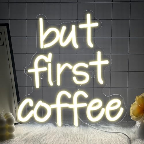 Image of But First Coffee Neon Sign- Coffee Bar Led Neon Sign for Business Neon Led Light Accessories Light Up for Wall Decor, USB Powered Bright Shop for Art Decor Party