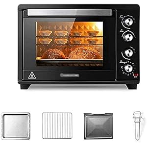 Tafelmodel Elektrische Oven 38L Elektrische Mini Oven 3D Recirculatie Grill Functies Instelbare Temperatuurregeling en Timer Bakken Taart Pizza 540 * 470 * 421mm