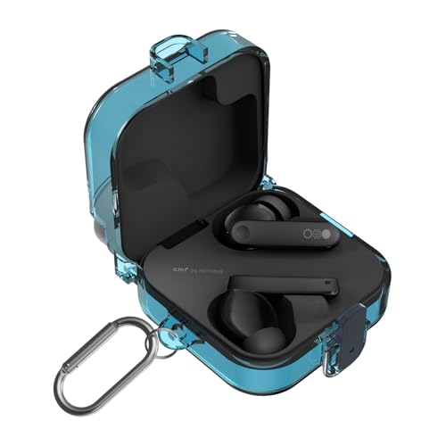 Image of [Secure Lock] Clear Case for CMF Buds Pro 2 Case Cover, Soft TPU Protective Earbuds Case, Only Compatible with CMF Buds Pro 2, Headphones Case with Carabiner Accessories Set(Clear Blue)
