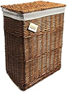 WoodLuv Rectangular Brown Wicker Linen Laundry Storage Basket / Bin Clothes Large