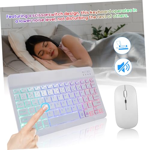 Teclado y ratón inalámbricos recargables para escribir en tableta sin fatiga visual 3