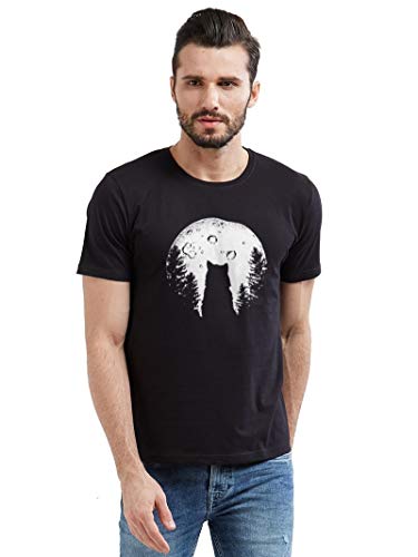Image of Wear Your Opinion Men's Cotton Half Sleeve Graphic Printed T-Shirt(Design: Wolf (Glow in Dark))