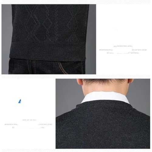 Men's Winter Solid Color V-Neck Diamond Pattern Loose Knit Sleeveless Short Sweater Vest3