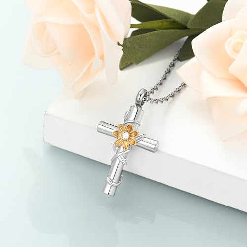 shajwo Sunflower Urn Necklaces for Ashes for Women Men Cremation Jewelry Memorial Human Ashes Pendant3