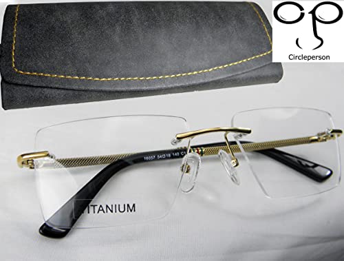 Image of Circleperson Rimless Pure Titanium Eyeglasses frames Square Light Weight