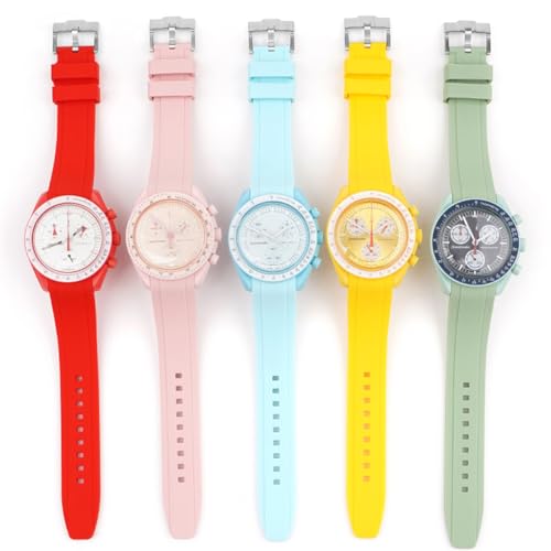 Image of Bands for MoonSwatch Watch,Curved end No Gap,Premium Silicone Rubber Watch Strap for Omega X Swatch Moonswatch Speedmaster /Rolex /SEIKO 20mm 22mm Watch Strap Replacement Band for Men Women