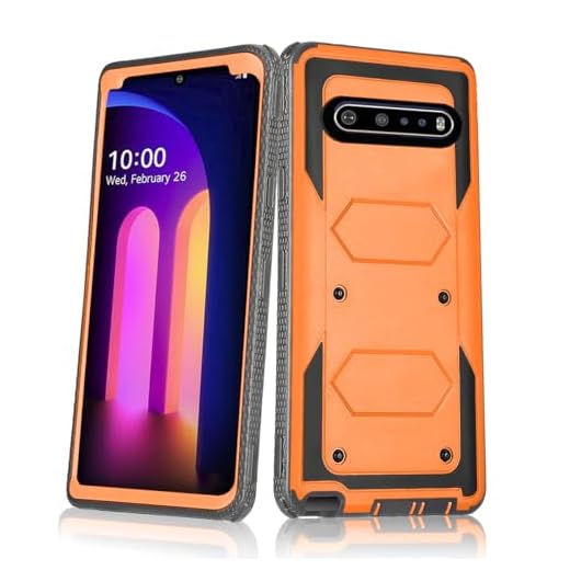 Asuwish Phone Case for LG V60 ThinQ V60ThinQ 5G G9 Thin Q Cover Hybrid Rugged Shockproof Hard Drop Proof Full Body Protective Heavy Duty Mobile Cell Accessories LGV60 V 60 60ThinQ 60V Women Men Orange