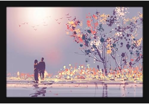Mad Masters Couple Love Romance Painting Aesthetic Hanging Photo Frame Decorative Item Home Decoration and Wall Decor for Living Room and Bedroom (MM 1476, 8x12 Inch, Paper, Without Plexi Glass)