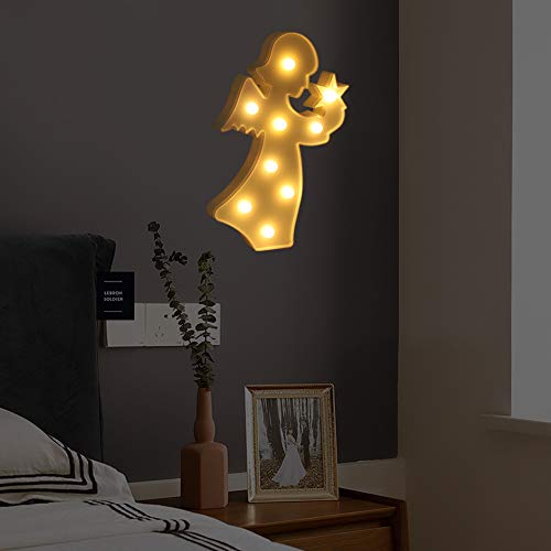 Lámpara de mesa ángel hada LED luz cálida batería miniatura 6