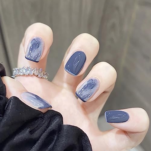 BHIDENAW ネイルチップ ショート 24枚入 人気 和風 かわいい シンプル おしゃれ 成人式 結婚式 パーティー 日常生活に使用できます 花嫁ネイル 光沢 つけ爪 両面テープ ウッドスティック ネイルファイル付き (若々しさ-58, M)