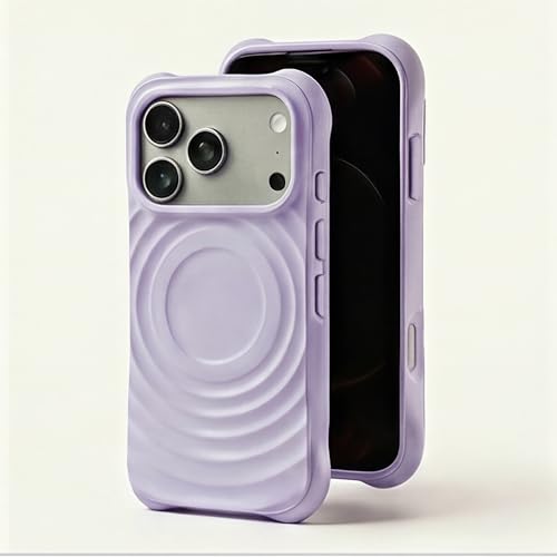 Image of amazon basics Shockproof Case for iPhone 17 Pro | Ripple Pattern | Camera Protection | Protective Cover with Enhanced Grip & Wireless Charging Support - Light Purple