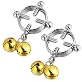 MILISTEN 1 Pair Non Piercing Nipple Rings with Jingle Bells Stainless Steel Nipple Clip Nipple...