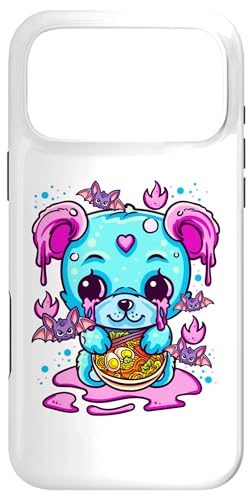 Cute Kawaii Creepy Pastel Goth Puppy Eating Ramen Noodles X}zP[X iPhone 17 Pro Max p
