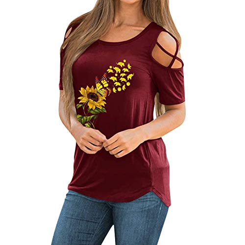 Plus Size Tunic Tops for Women Asymmetrical 3 4 Sleeve Shirts V Neck Flowy Blouse for Leggings Sleeveless Tops for Women Short Sleeved Striped Shirt Lemon Shirt Women Split(#23-Red,L)