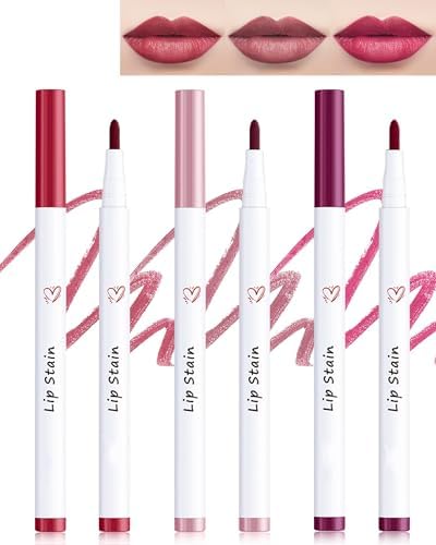 Lip Stain Liner Pen,3Pcs Lip Tint Stain Lip Makeup Tattoo Pencil Waterproof