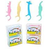 VOSSOT Sticks Floss Sticks Kinder Floss Sticks Flossers Zahnseide, Dental Floss Kids Zahnfaden Flossers Zahnseisticks Tiere Design Kindergerechter Griff 4 Tierformen Bunte Farben