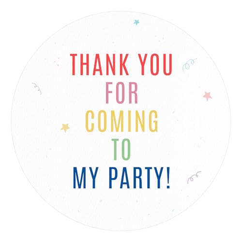 Colorful Thank You Labels Thank You for Coming to My Party Stickers | 2 inch | 60pcs Waterproof Favor Labels for Wedding, Bridal Shower, Baby Shower