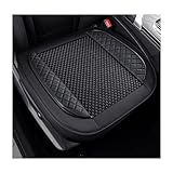 Ziciner Car Seat Bottom Cover Pad, 24.4'×21.7' Leather Vehicle Seat Protector Mat with Pocket, Auto Front Seat Button Cushion Pad, Universal Interior Decor Car Accessories (Knitting, Black)