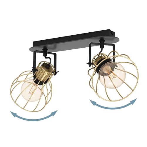 Lampe de plafond avec douille E27 rampe 2 spots orientables